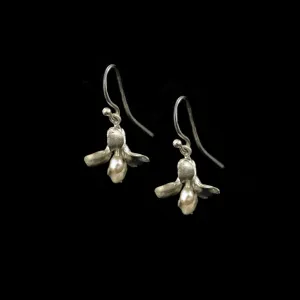 Fine Wildflower Silver Drop Wire Earrings