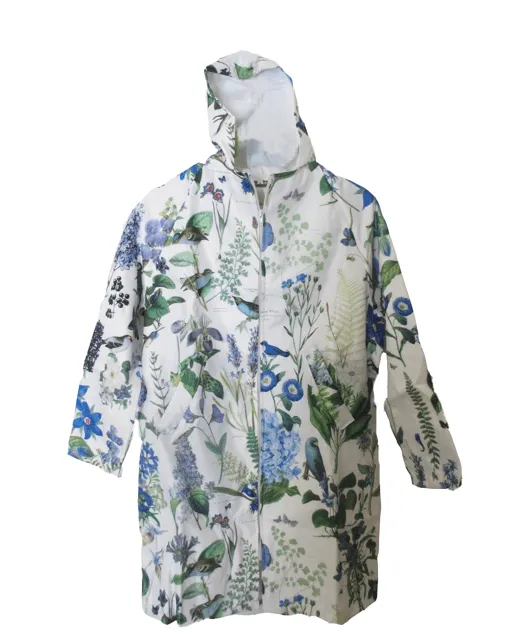 Floral Raincoat in Moody Blues