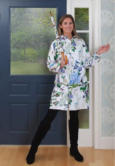Floral Raincoat in Moody Blues