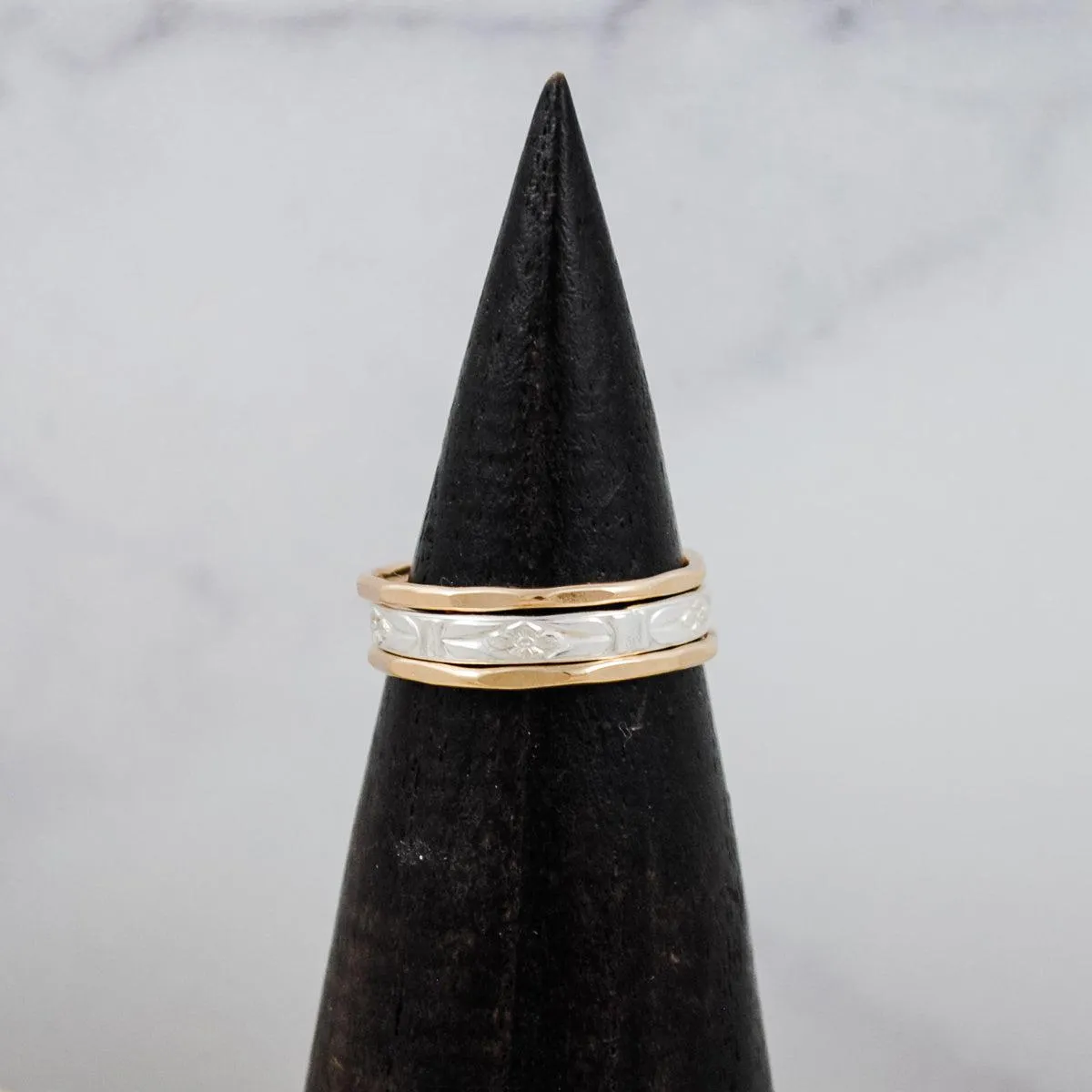 Floral Stacking Rings - mixed metals