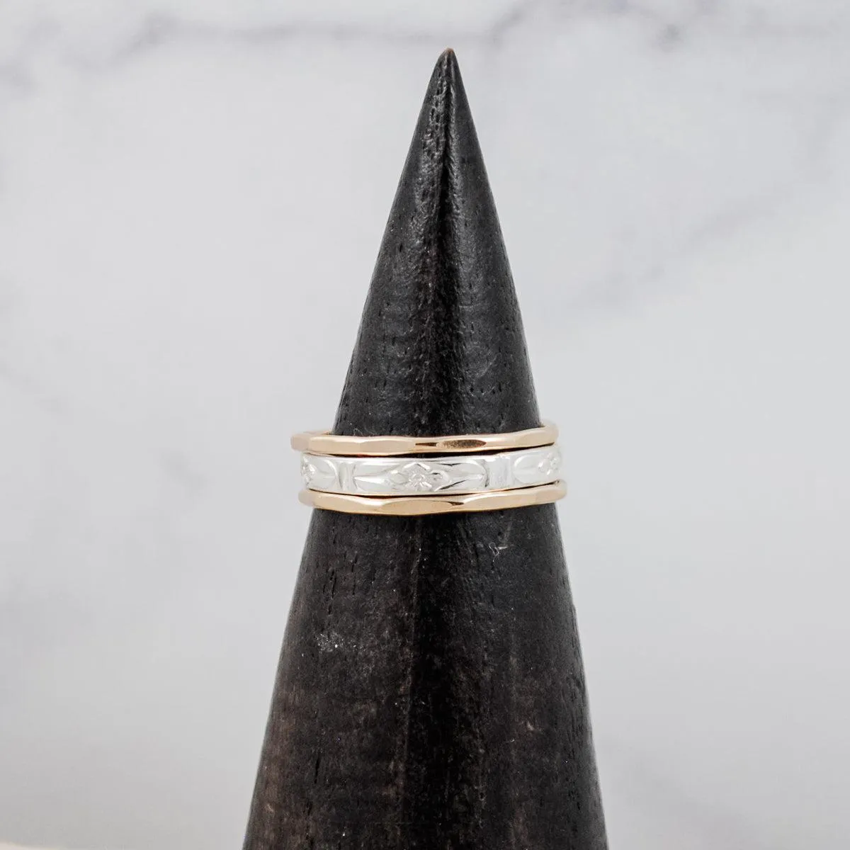 Floral Stacking Rings - mixed metals