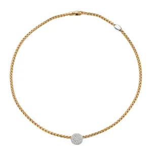 Fope 18K Yellow Gold Eka Pave Diamond Disc Necklace