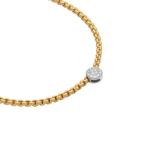 Fope 18K Yellow Gold Eka Pave Diamond Disc Necklace