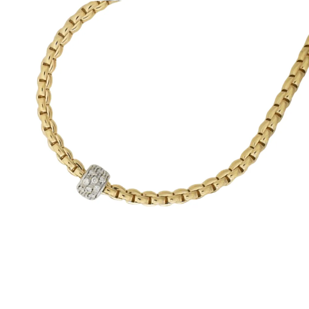 FOPE Eka Tiny 18k Yellow Gold and Diamond Pavé Necklace