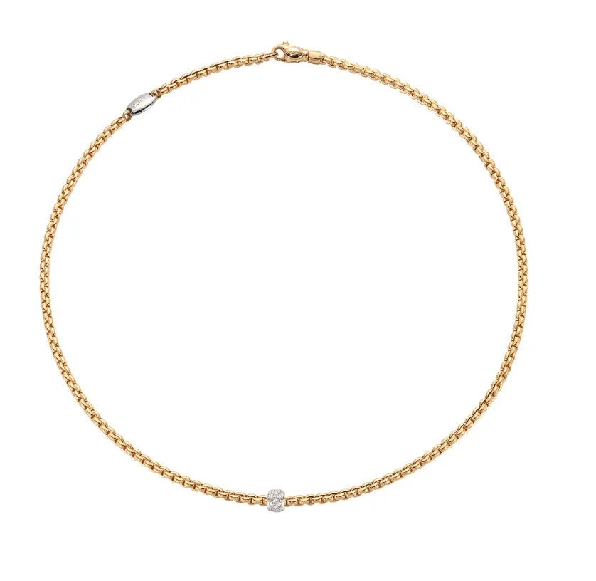 FOPE Eka Tiny 18k Yellow Gold and Diamond Pavé Necklace