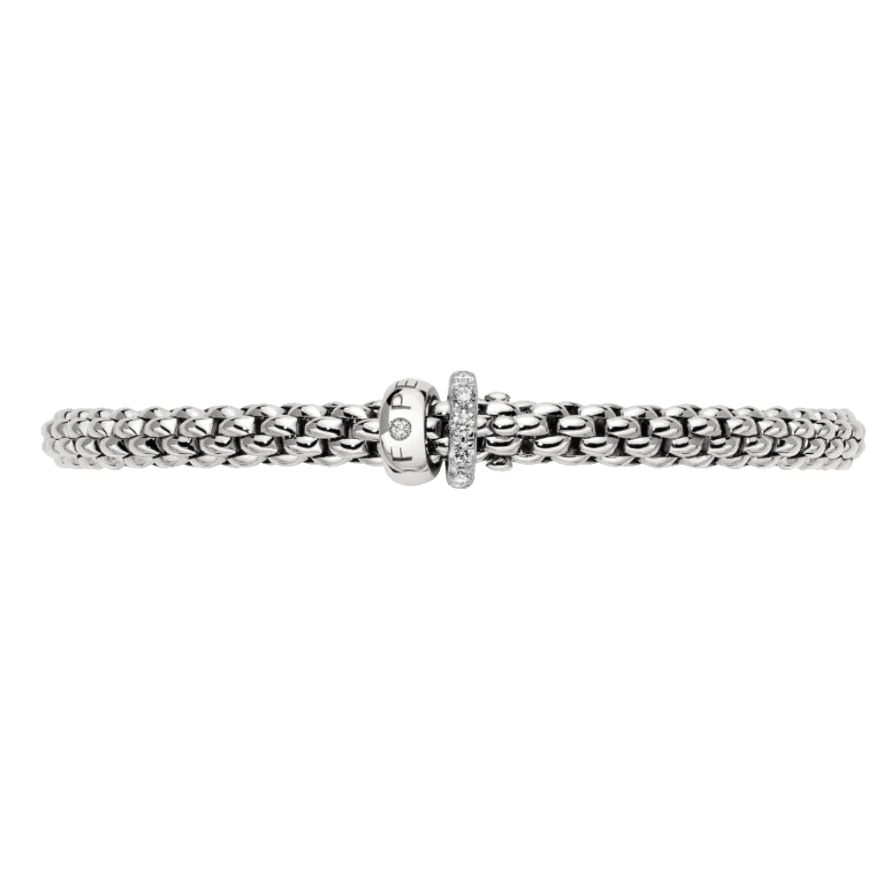 FOPE Solo Flex'it Bracelet with a Double Rondel and Diamond Pavé