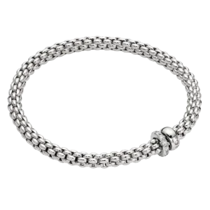 FOPE Solo Flex'it Bracelet with a Double Rondel and Diamond Pavé