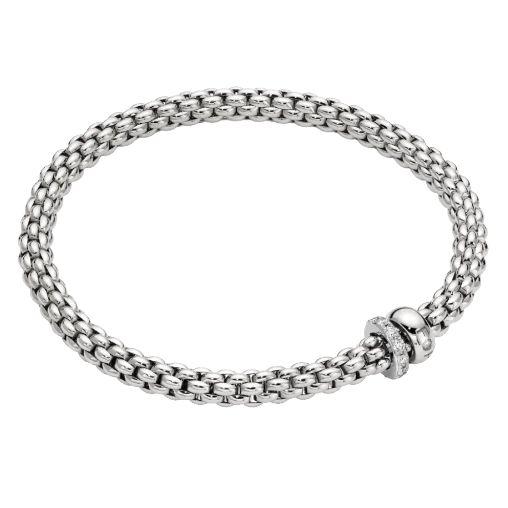 FOPE Solo Flex'it Bracelet with a Double Rondel and Diamond Pavé