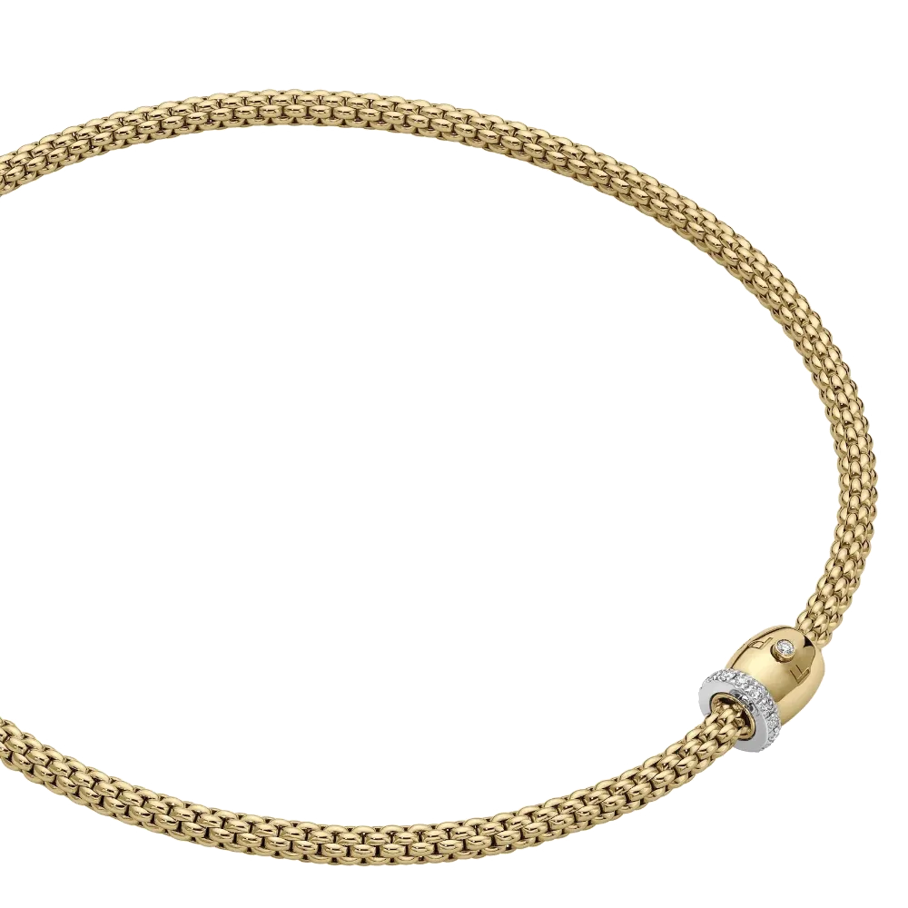 FOPE Solo Flex'it Necklace with Ornamental Clasp and Diamond Pavé
