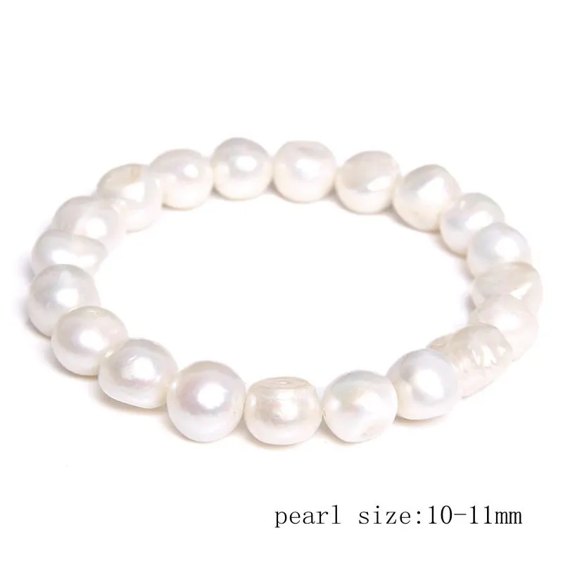 Freshwater White Pearl Bracelet Elastic Baroque