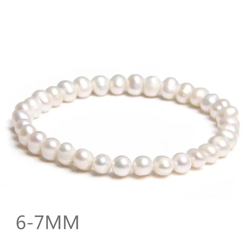 Freshwater White Pearl Bracelet Elastic Baroque