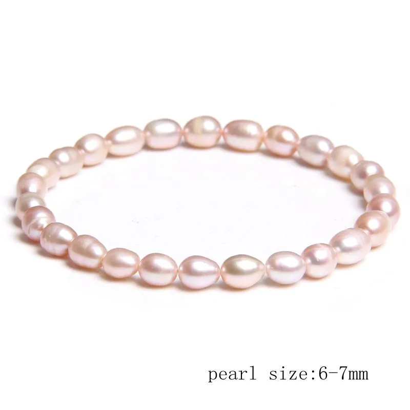 Freshwater White Pearl Bracelet Elastic Baroque