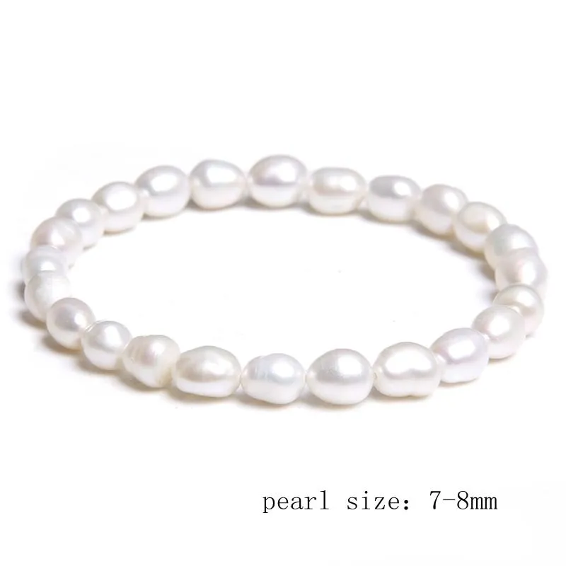 Freshwater White Pearl Bracelet Elastic Baroque