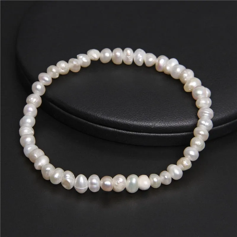 Freshwater White Pearl Bracelet Elastic Baroque
