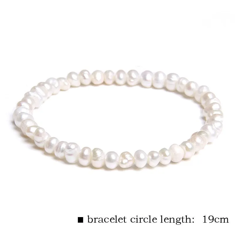 Freshwater White Pearl Bracelet Elastic Baroque