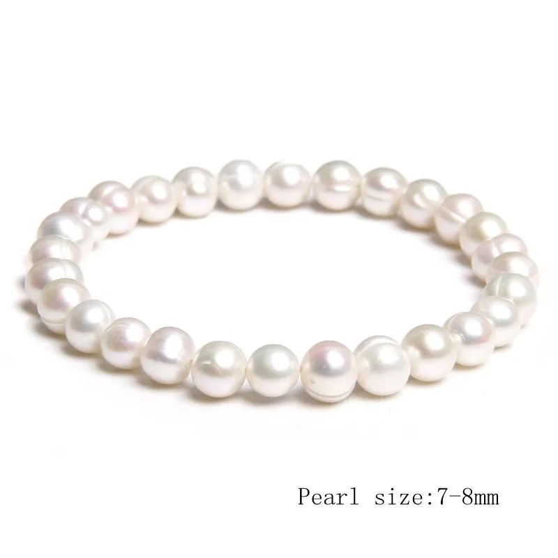 Freshwater White Pearl Bracelet Elastic Baroque
