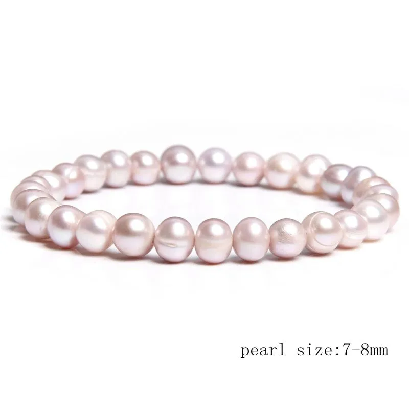 Freshwater White Pearl Bracelet Elastic Baroque