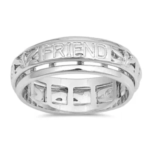 Friend Amigo Ami Spinner Filigree Ring Sterling Silver Band Sizes 5-9