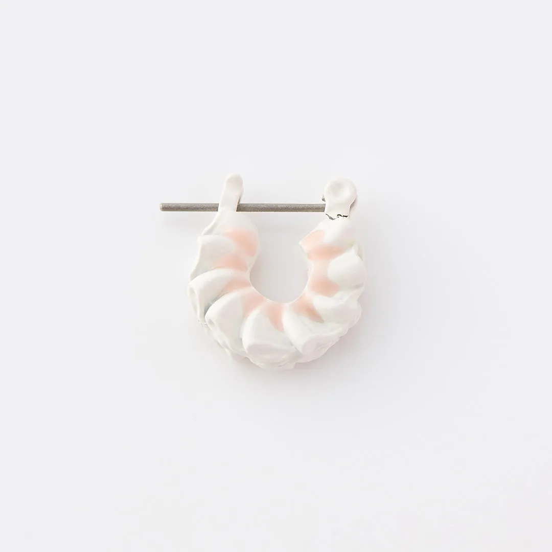 Frill Cream Small Hoop Pierced Earring (Pink / Single)【Japan Jewelry】
