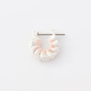Frill Cream Small Hoop Pierced Earring (Pink / Single)【Japan Jewelry】