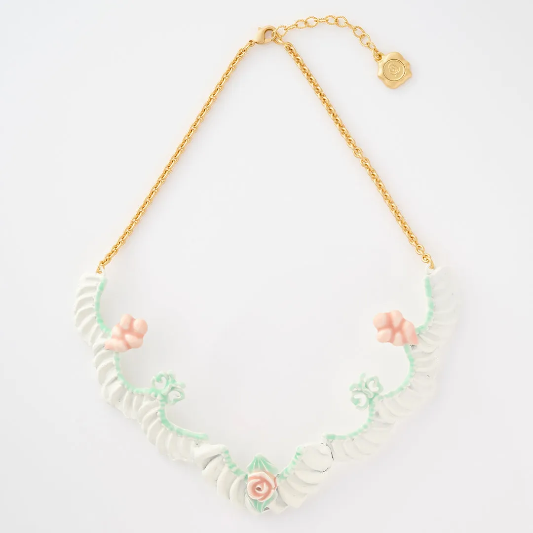 Frill Rose Cream Necklace【Japan Jewelry】