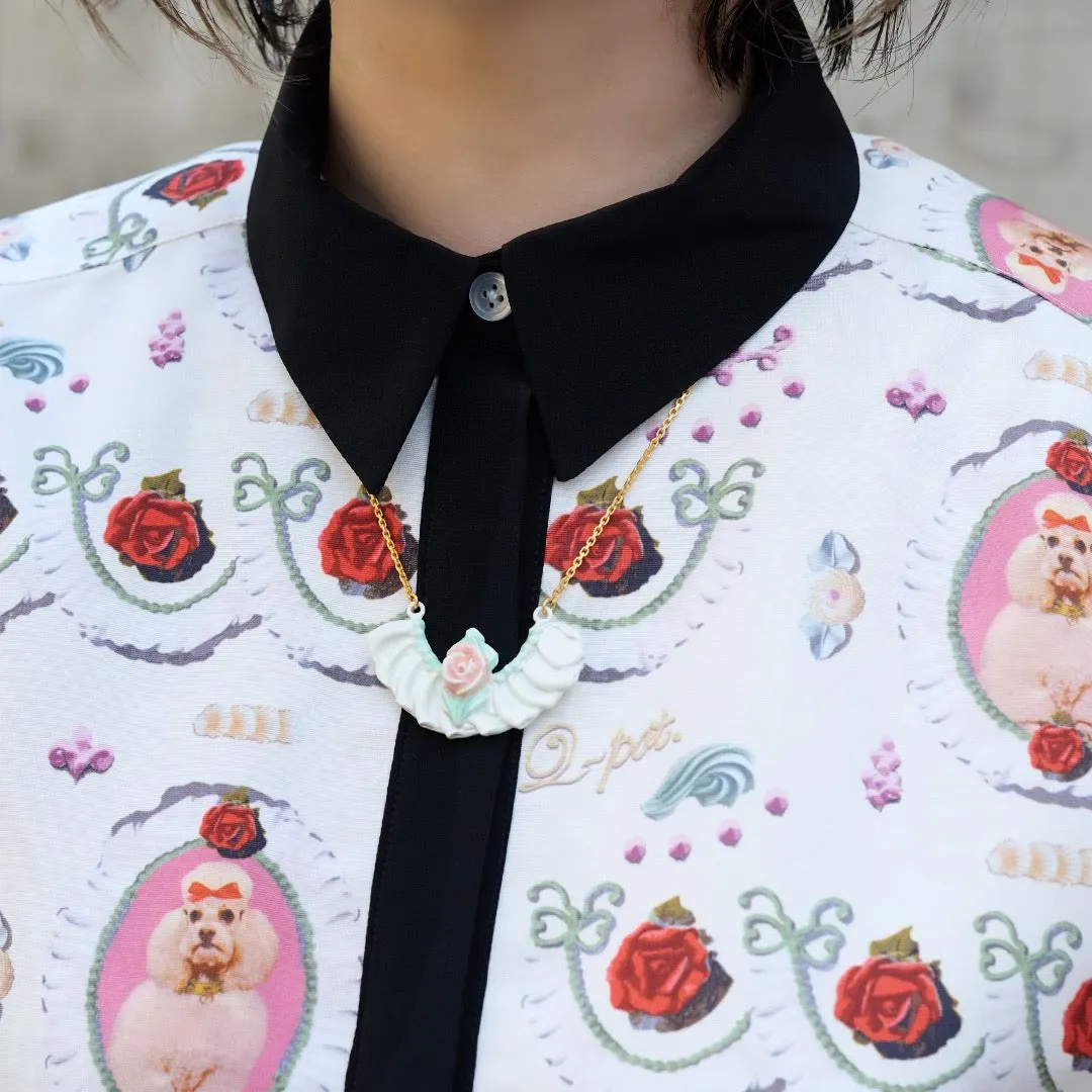 Frill Rose Cream Necklace【Japan Jewelry】