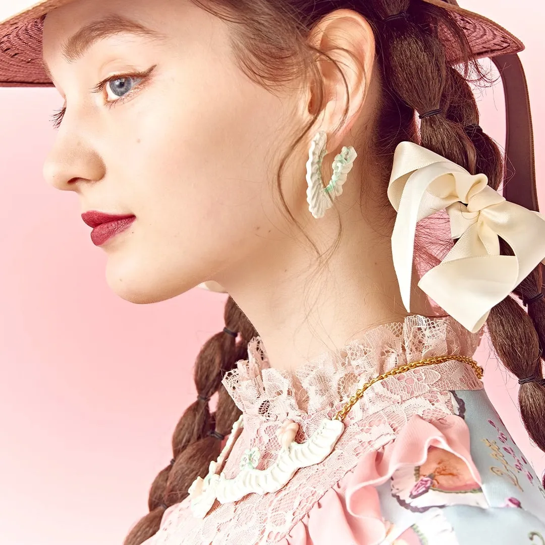 Frill Rose Cream Necklace【Japan Jewelry】