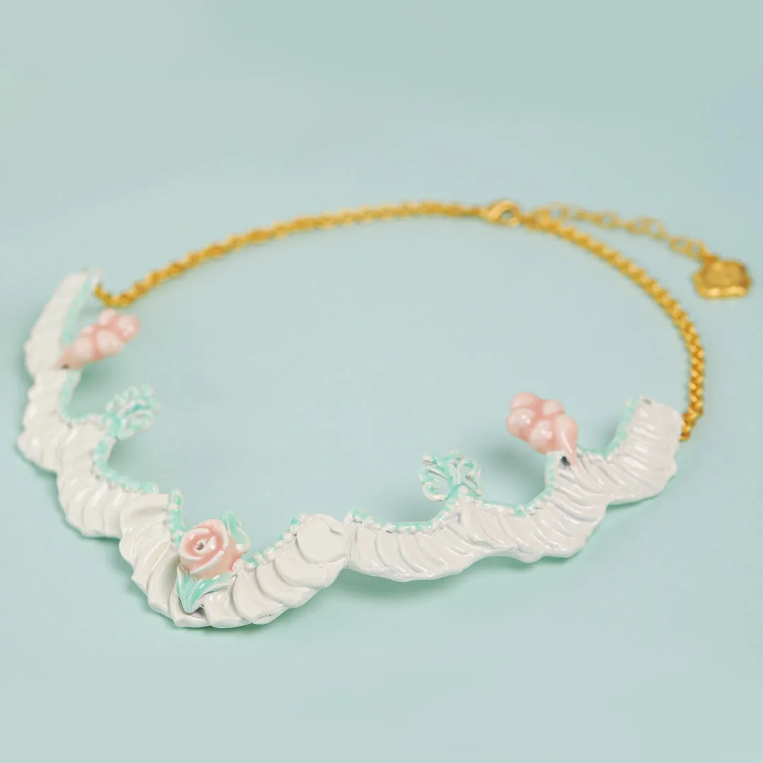Frill Rose Cream Necklace【Japan Jewelry】
