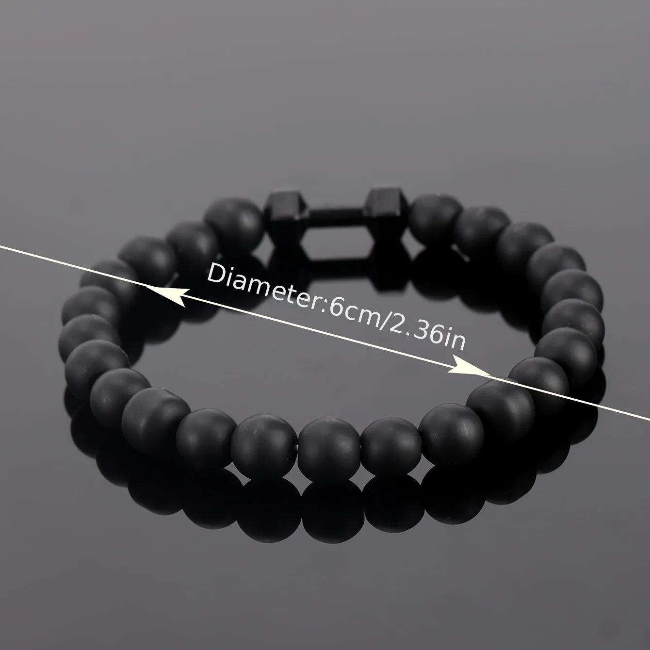 Frosted Bead Dumbbell Bracelet Men Fitness Style Gift