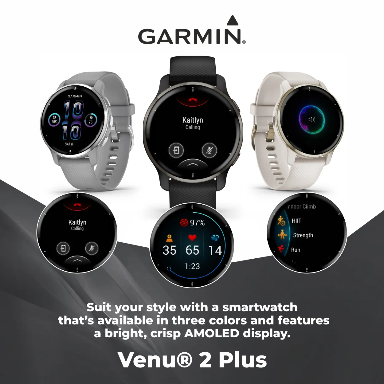 Garmin Venu 2 Plus GPS Multisport Smartwatch with Call and Text, Music, Adv HM FF