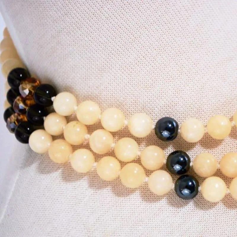 Genuine Jade Multi Strands Jade With Hematite Ascent Women's Necklace