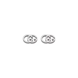 GG RUNNING WHITE GOLD STUD EARRINGS