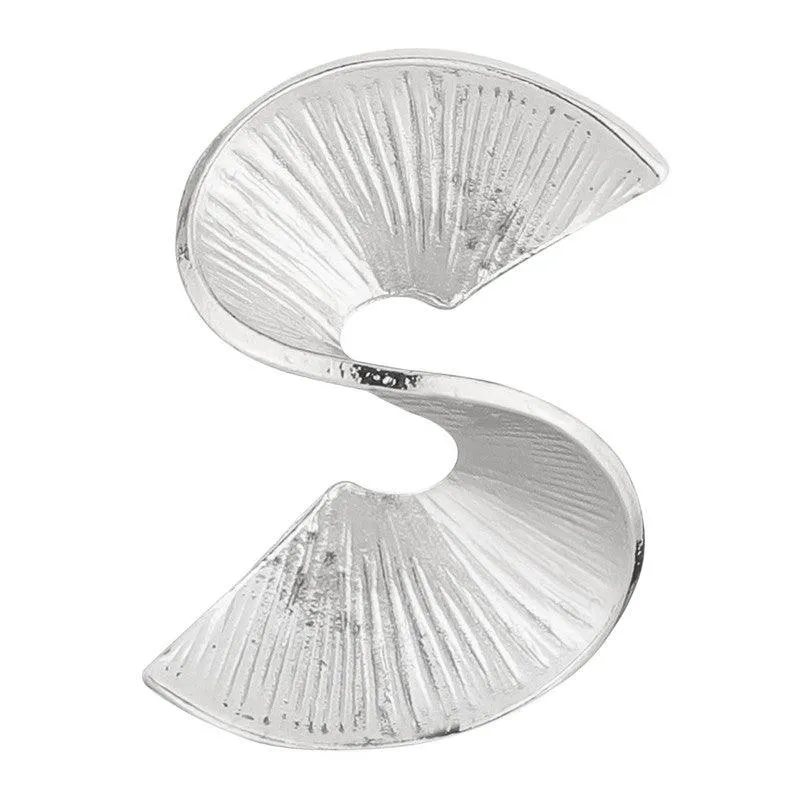Gold Big S Word Curved Stud Earrings