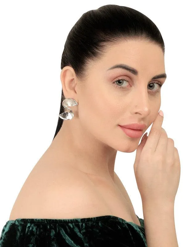 Gold Big S Word Curved Stud Earrings