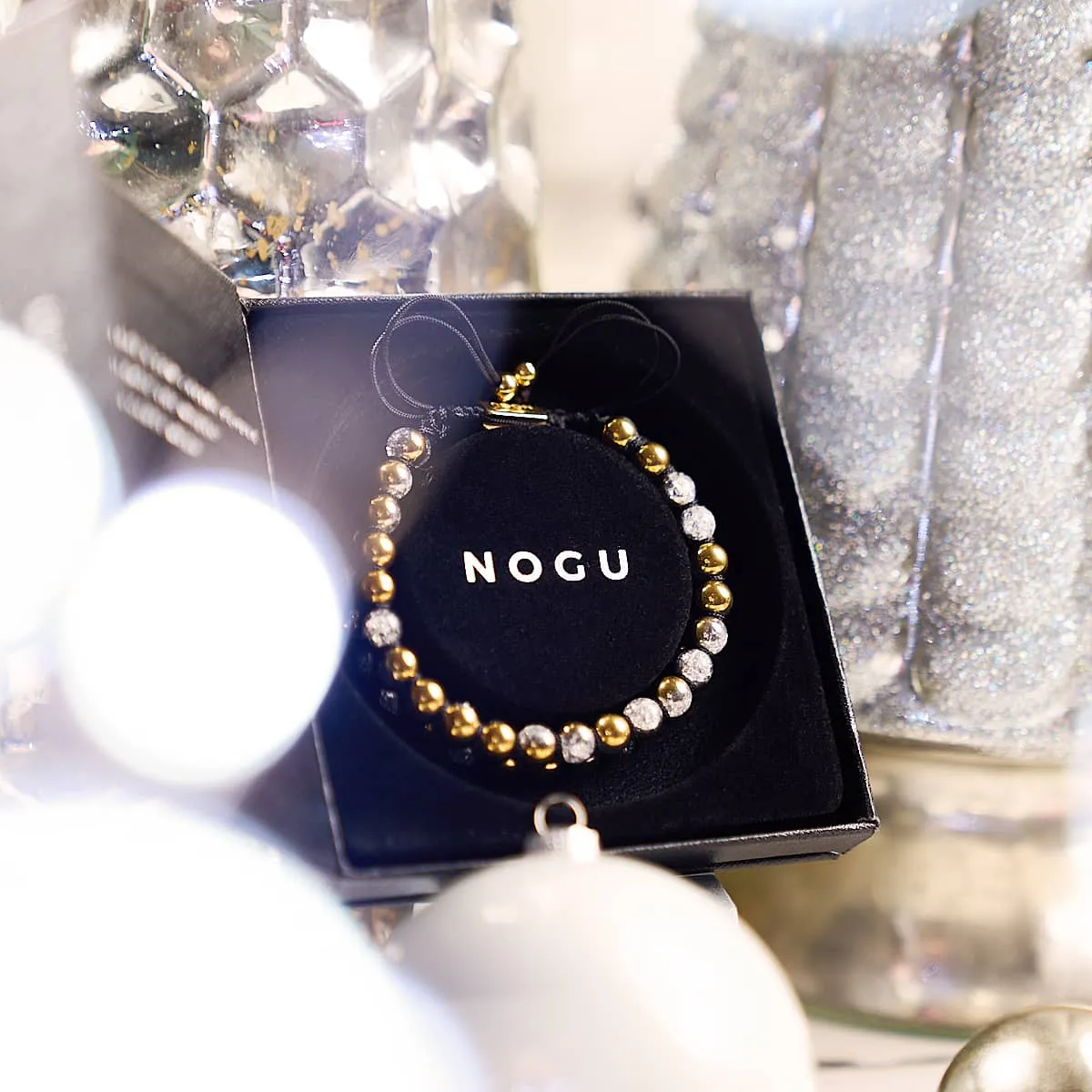 Gold Chrome x White | Glitter Glass Double Bracelet
