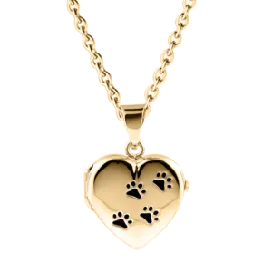 Gold Paw Print Locket Urn (10K)