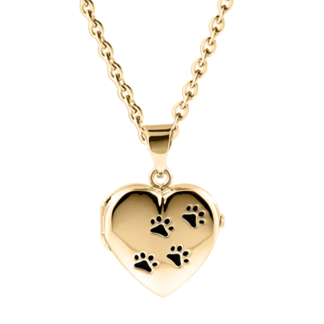 Gold Paw Print Locket Urn (10K)