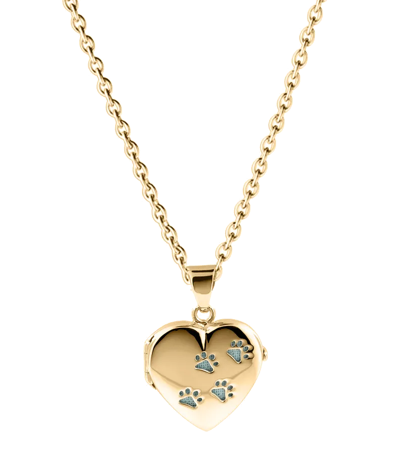 Gold Paw Print Locket Urn (10K)