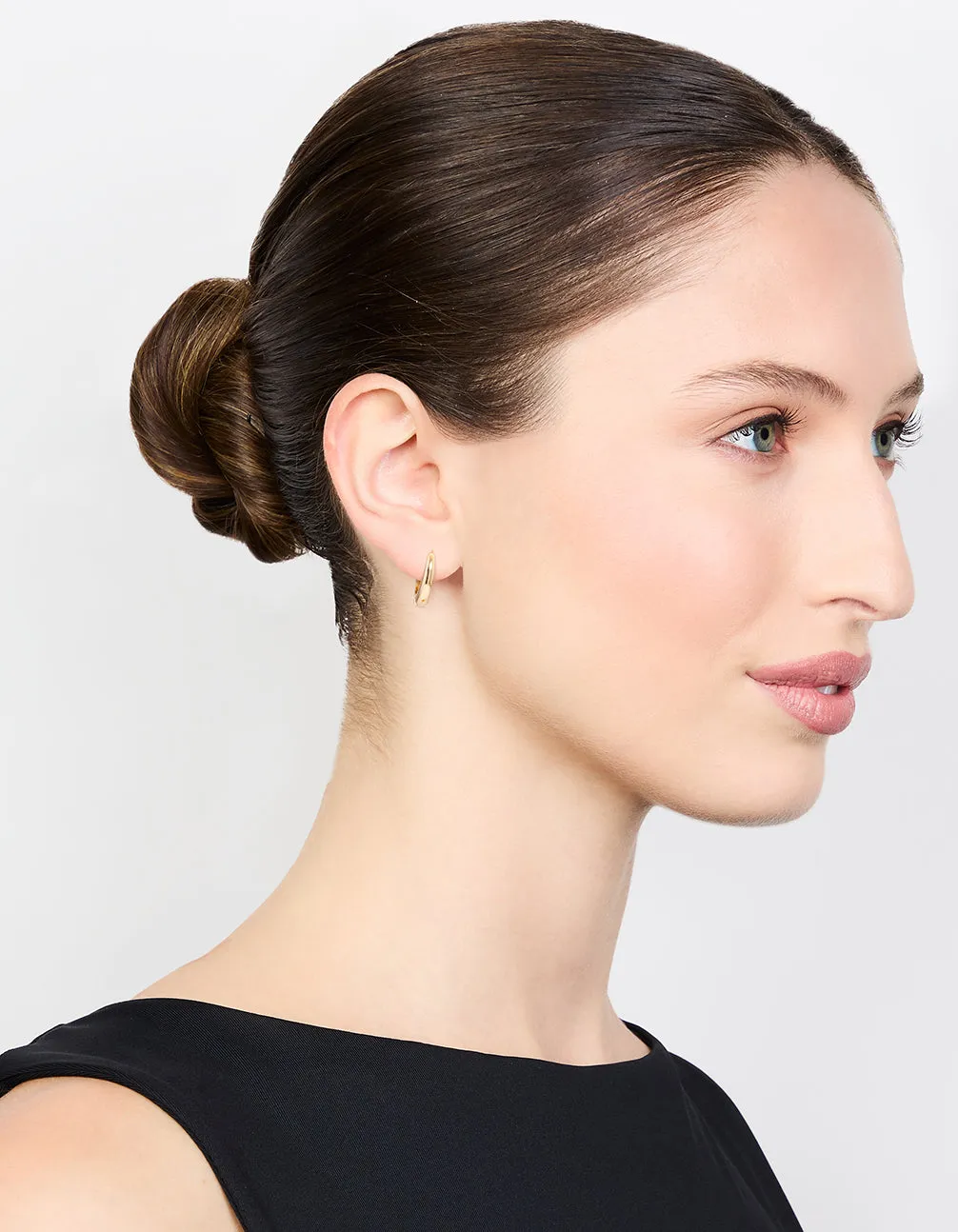 Gold Plain Clicker Huggie Earrings
