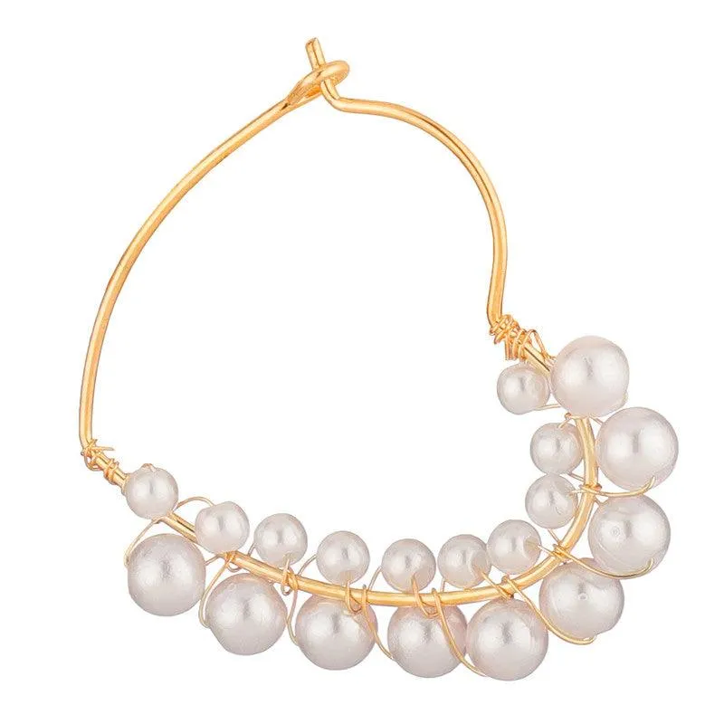 Gold Plated Embellished With Pearls Drop Earrings