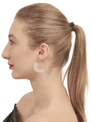 Gold Plated Embellished With Pearls Drop Earrings