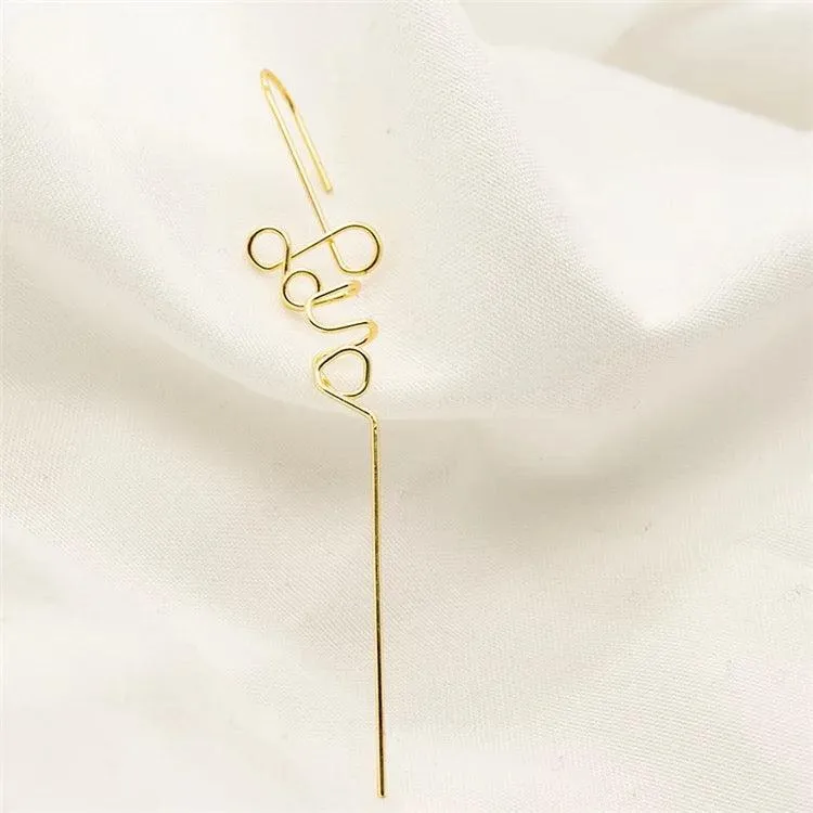 Gold Plated LOVE engraved Korean Earcuff