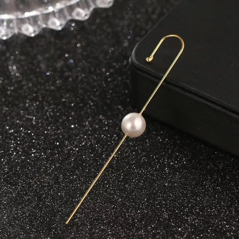 Gold Plated Single Pearl Korean Earcuff