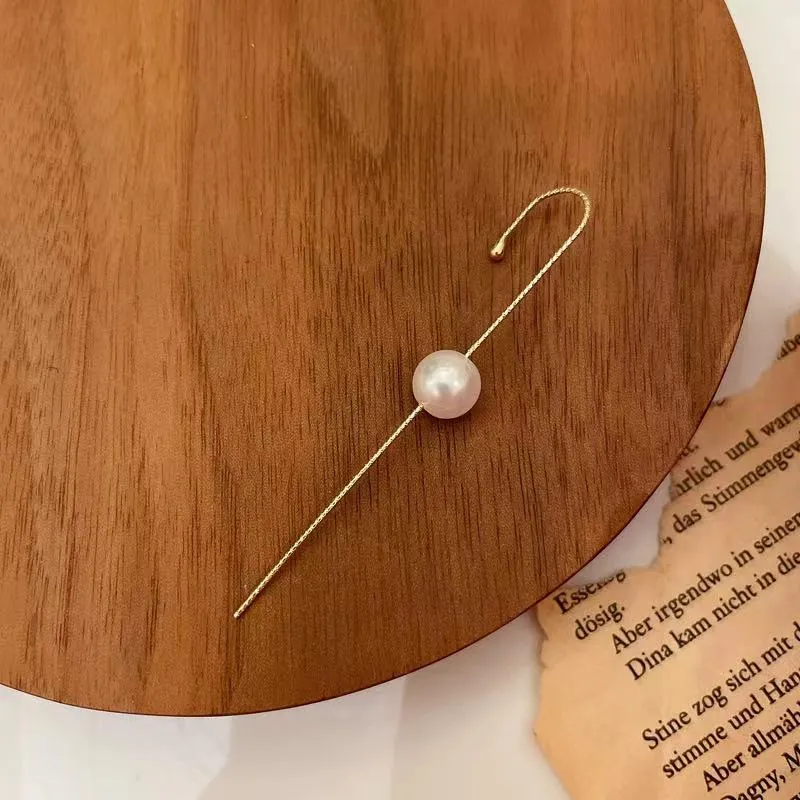 Gold Plated Single Pearl Korean Earcuff