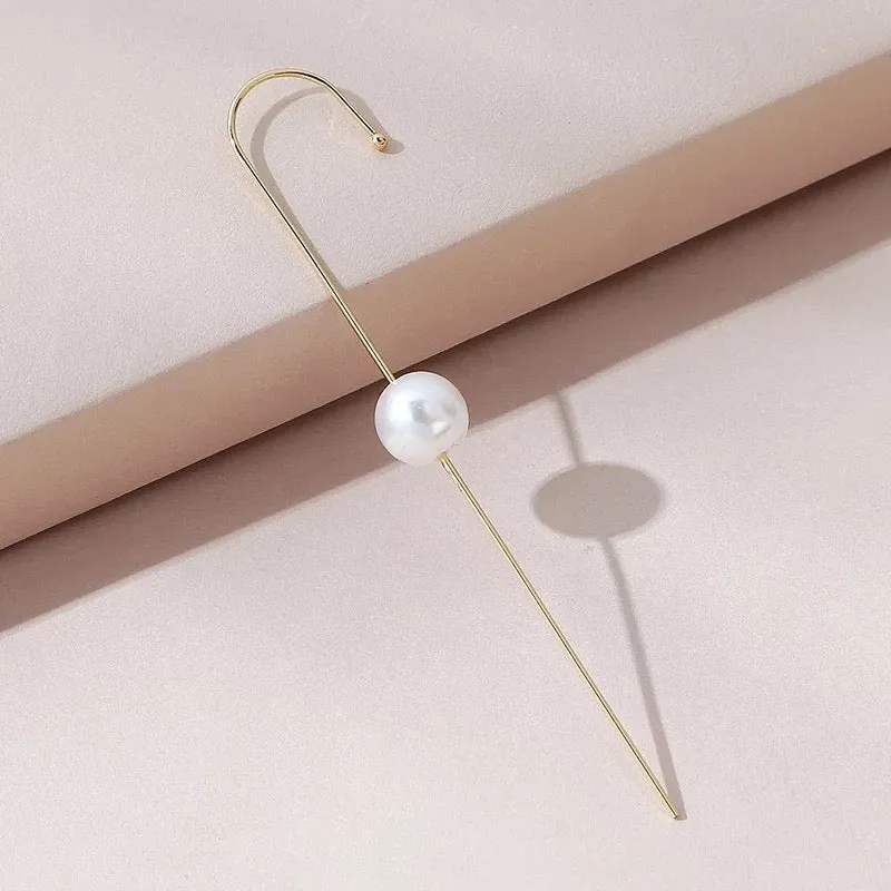 Gold Plated Single Pearl Korean Earcuff