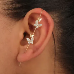 Gold Plated Single Zircon Butterfly Earcuff