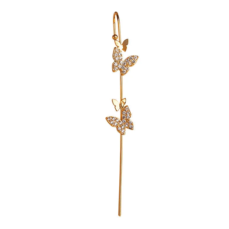 Gold Plated Single Zircon Butterfly Earcuff
