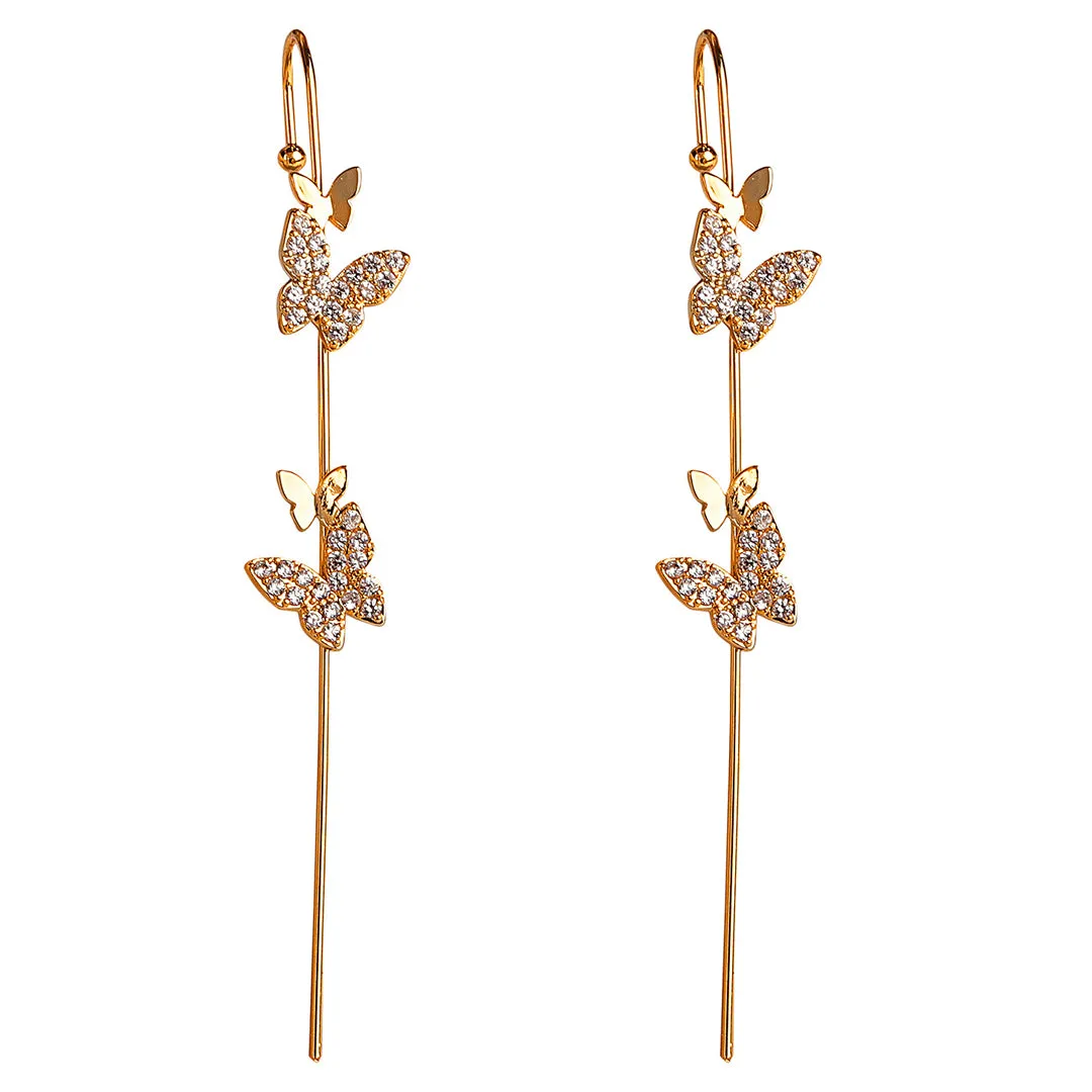 Gold Plated Single Zircon Butterfly Earcuff