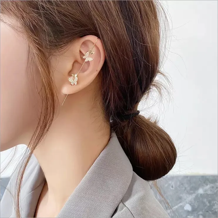 Gold Plated Single Zircon Butterfly Earcuff