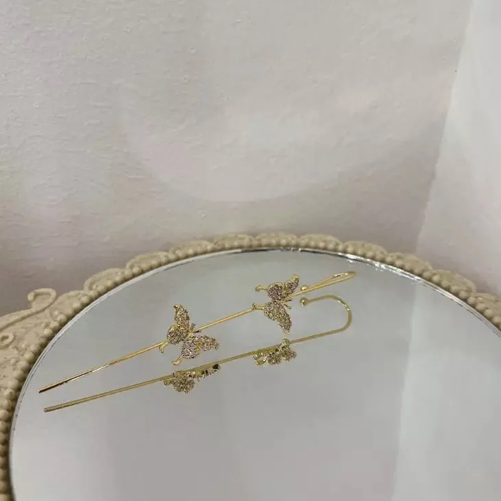 Gold Plated Single Zircon Butterfly Earcuff